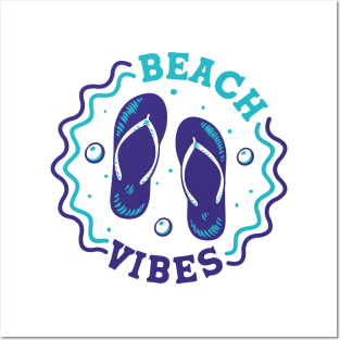 Beach Vibes // Fun Summer Flip Flop Badge Posters and Art